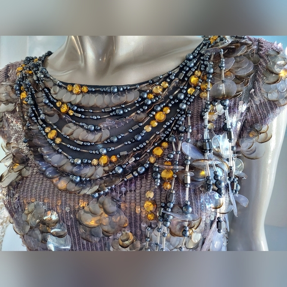 *$5,700 OSCAR DE LA RENTA GORGEOUS SILK Crystal bead estab runway dress US M - Picture 6 of 14